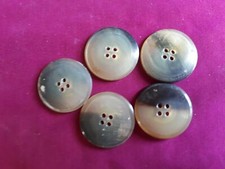 Lot De 10 Boutons En Résine Corne - Couleur Gris-Beige, Diamètre 45mm - Pour Couture Et Mercerie