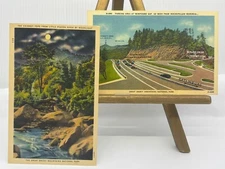 Lot of 2 Vintage Linen Postcards Great Smoky Mountains National Park Unposted