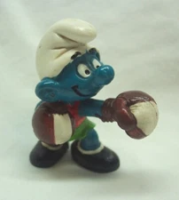 VINTAGE 1980 SCHLEICH THE SMURFS BOXING BOXER Smurf 2" PVC FIGURE TOY 80's