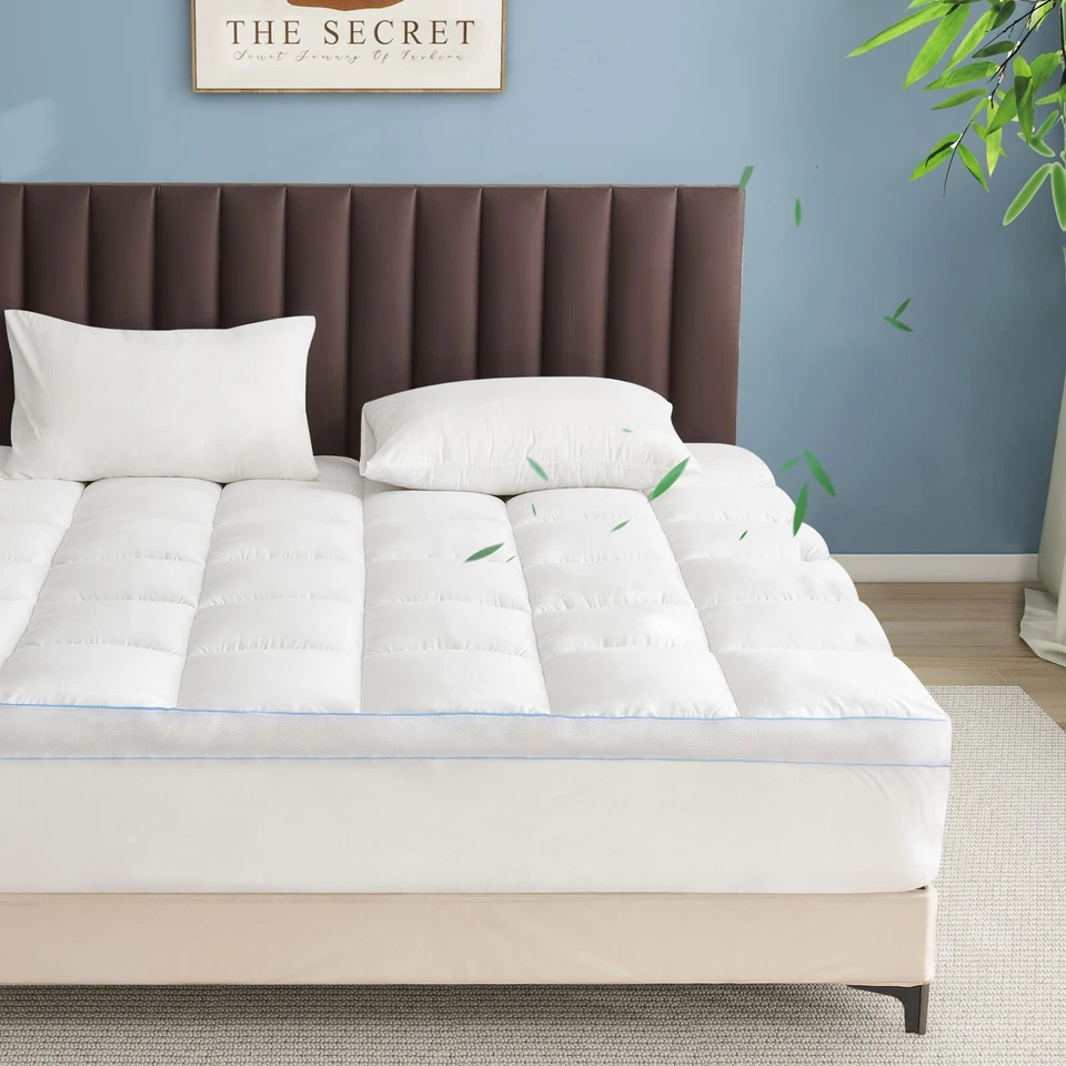Luxury 1500GSM 10CM Bamboo Mattress Topper Extra Thick S/D/Q/K BED SIZE LINENOVA - image 2 of 4