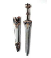 S0101 MINIATURE GLADIUS ROMAN GLADIATOR SABER DAGGER SWORD GOLD SILVER TONE 16"