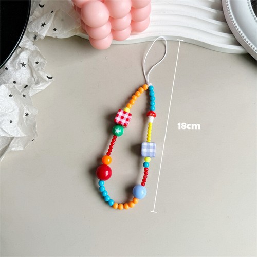 Colored Bead Phone Strap Bag Pendant Chain Short Antilost Phone Lanyard Keychain - 第 3/20 張圖片