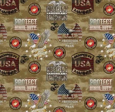 United States Marines Cotton Fabric-US Marines Cotton Quilting Fabric-1338M