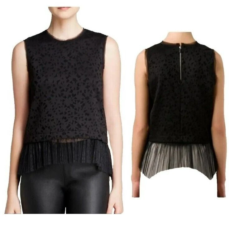 Camiseta sin mangas Belford de tul corte láser negra sin mangas Elizabeth and James para mujer S Foto 2 de 4