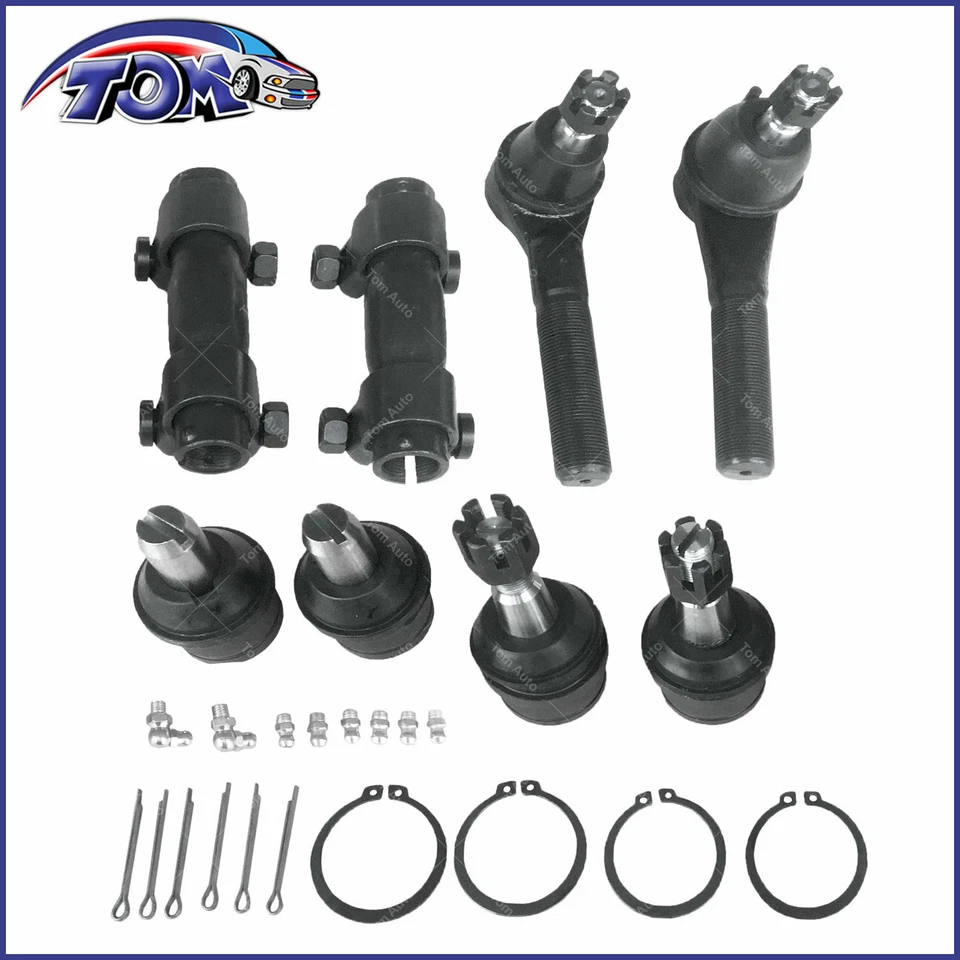 Kit de reconstrucción de dirección delantera de 10 piezas extremo de varilla de amarre para Ford E-150 Econoline Club Wagon Foto 3 de 3