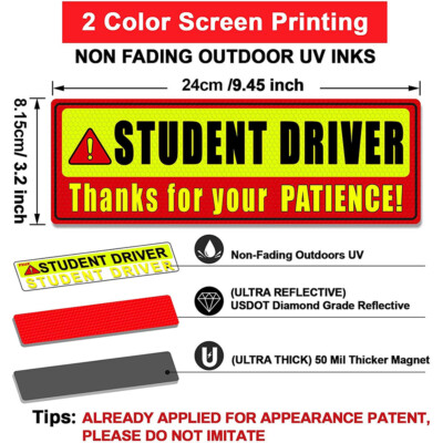 Please Be Patient Student Driver Magnet Car Signs Warning Sticker Magnetic Decal