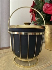 Georges Briard Mid Century Modern Celeste Ice Bucket With Pyrex Glass Rare