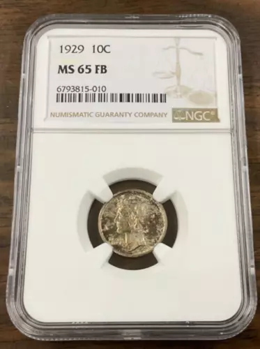 1929 Mercury Dime - NGC MS65 FB - Nice Toning