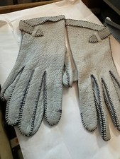 Vintage Womens Light Blue Leather Gloves Size 6