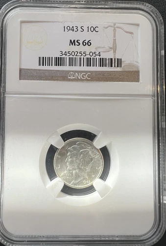 1943-S 10C Mercury Dime NGC MS 66