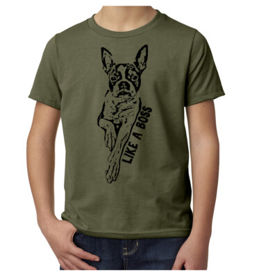 Like A Boss, Boston Terrier Dog Clothes, Funny Dog Shirts for Kids