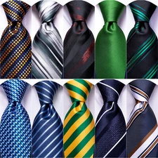 US Mens Necktie Black Gold Paisley Woven Tie Set Hanky Cufflinks Wedding