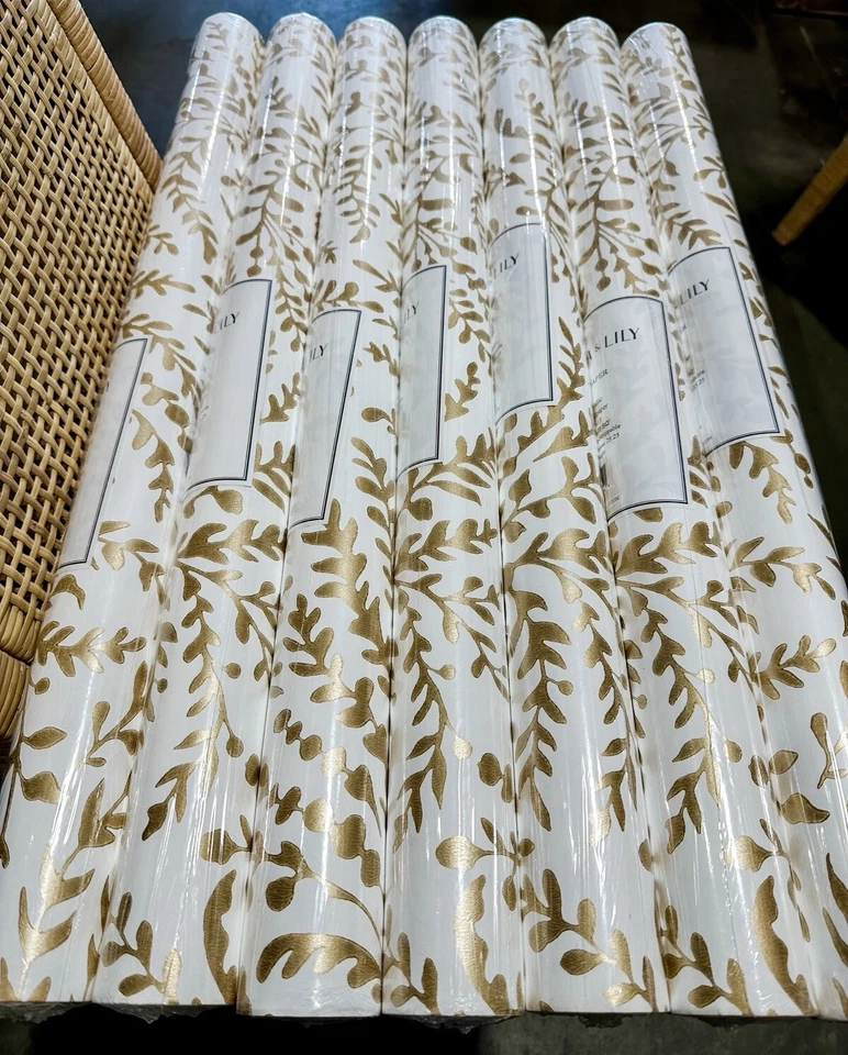 NEW Serena & Lily Priano Wallpaper (Unpasted/Traditional)-Gold Metallic