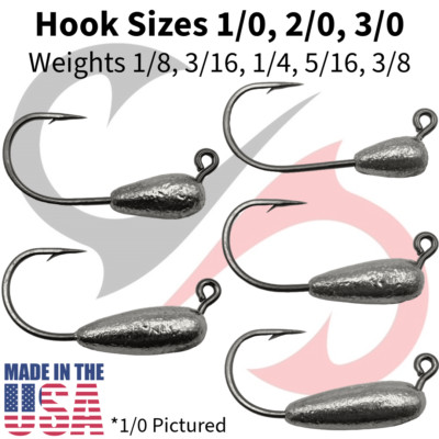 POWER TUBE JIG HEADS MADE WITH MUSTAD HOOKS! 1/0, 2/0, 3/0 Select Weight - 24pk