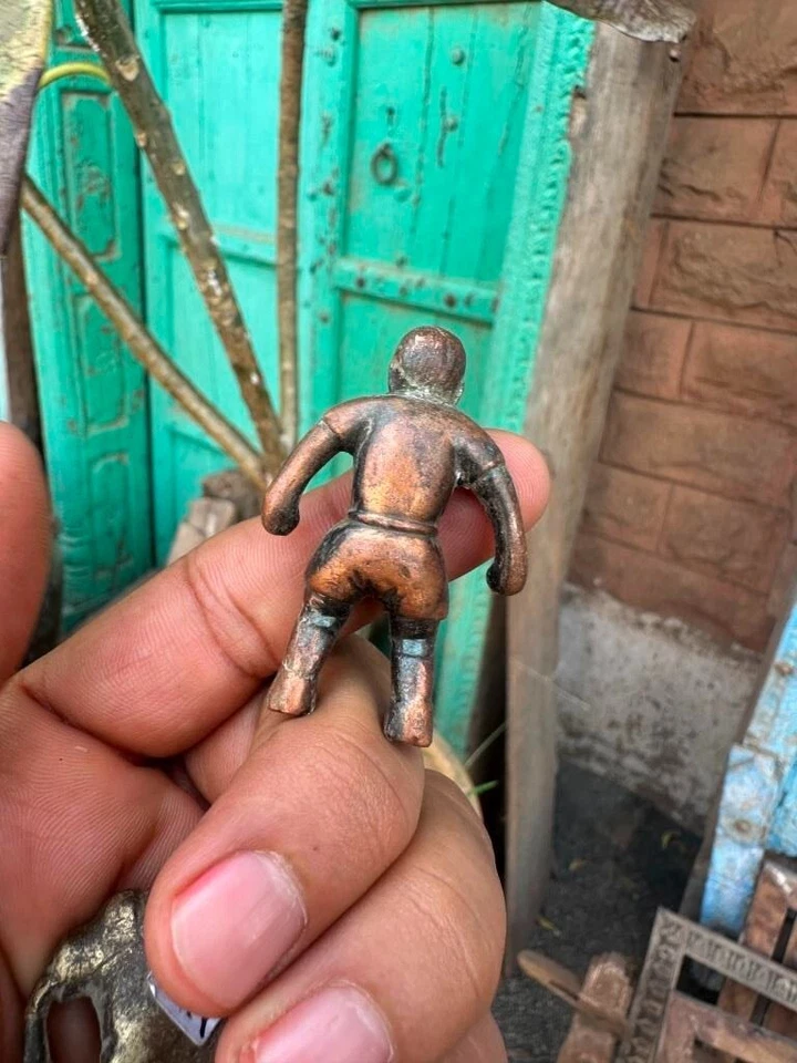 Antique 1800's Old Bronze Miniature Man Figure Sculpture - Image 4 of 4