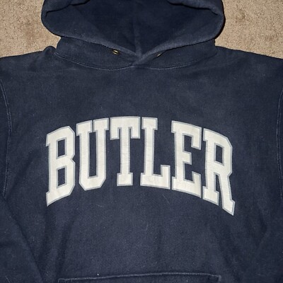 Vtg 90s Champion Reverse Weave Butler University Blue USA Hoodie