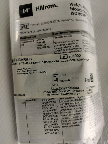 New Welch Allyn BP46 NIBP ADapter 2-BARB-S BP Port Fitting 2-TB Single Barb - Picture 3 of 3