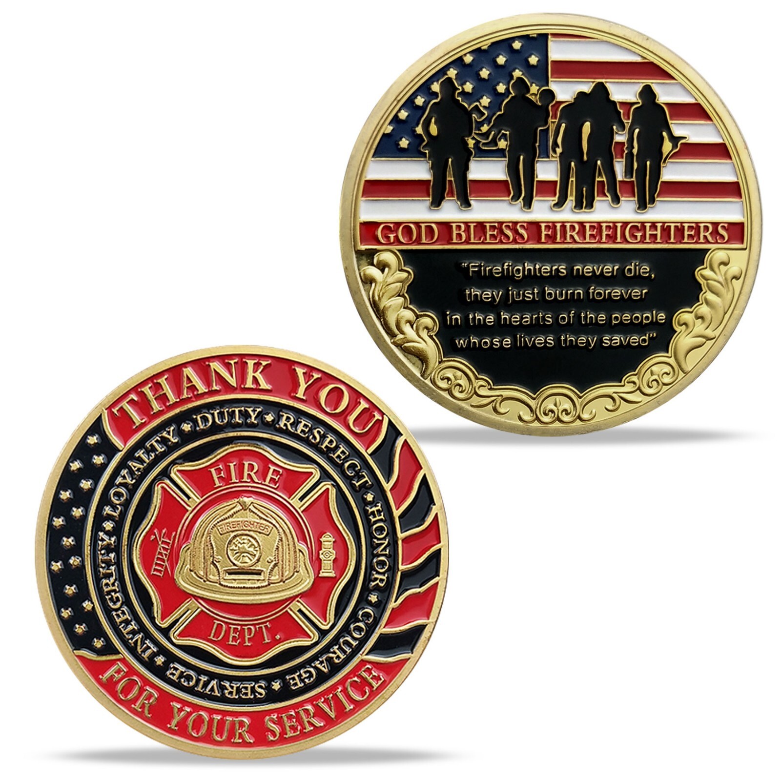 Firefighters Challenge Coin Thank You for Your Service Fireman's Prayer Gifts