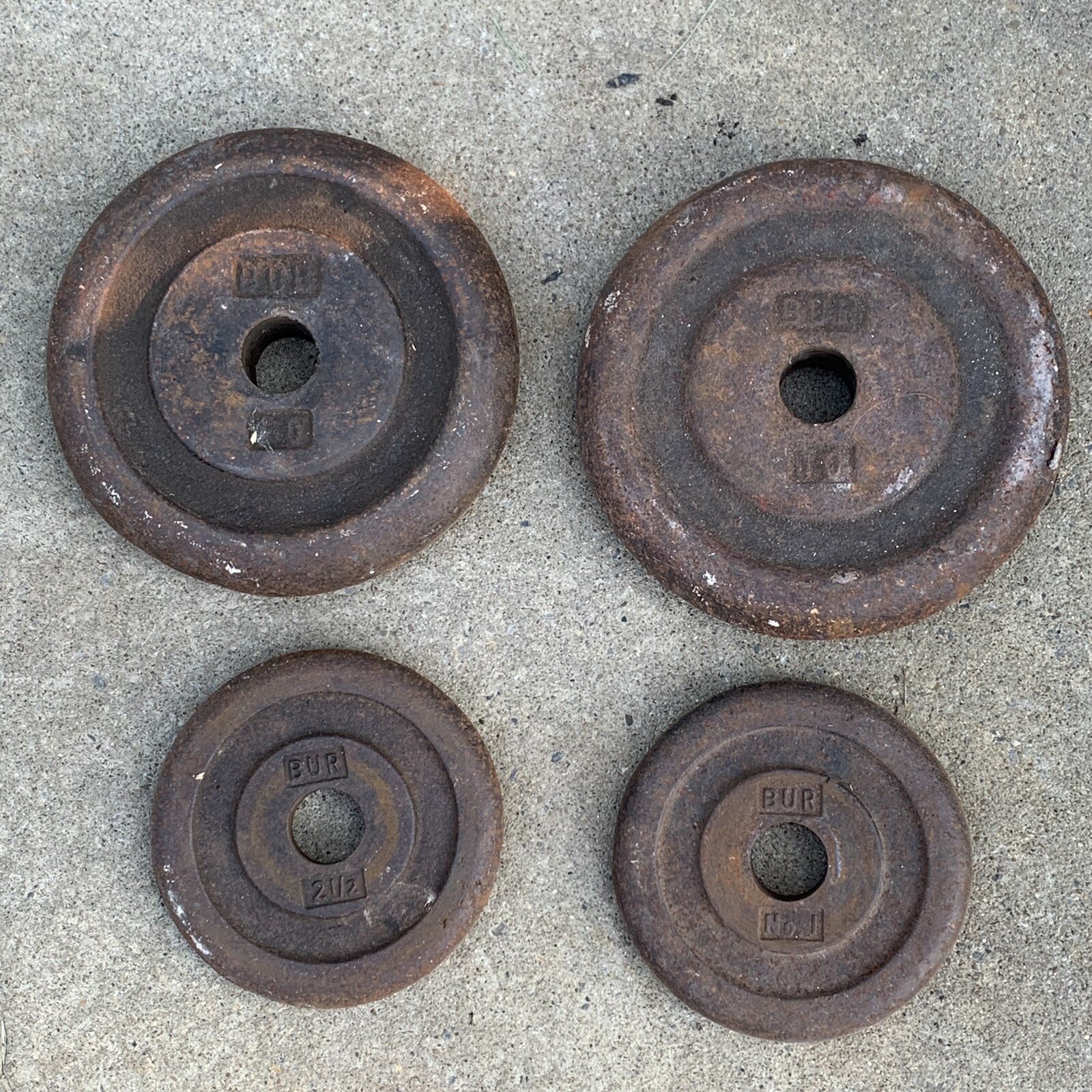 Vintage BUR Barbell One Pair 10lbs and One Pair 2.5 lbs (25 lbs total