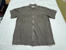 Vintage Boutique Vicky Beachwear Short Sleeve Button Down Shirt Brown Beach