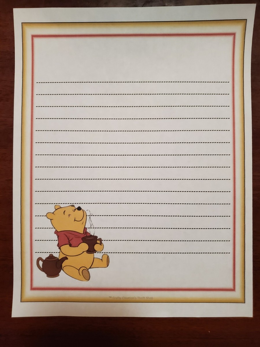 Winnie The Pooh lined stationary paper (25 Sheets) 8 ¹/² x