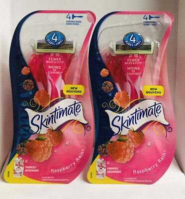 2-Pack New Skintimate 4 Disposable Razors Raspberry Rain Scented