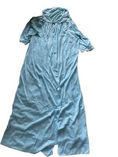 Vintage Night Gown Blue 1970s Long Turquoise Dress Sleepwear Pajamas Large