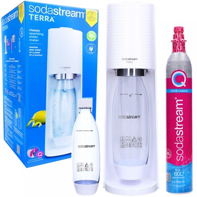 NEU SodaStream Terra Sparkling Water Maker (weiß) mit CO2- und DWS-Flasche