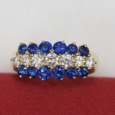 1.5CT Blue  White Round Cubic Zirconia 925 Sterling Silver Valentine Gift Ring