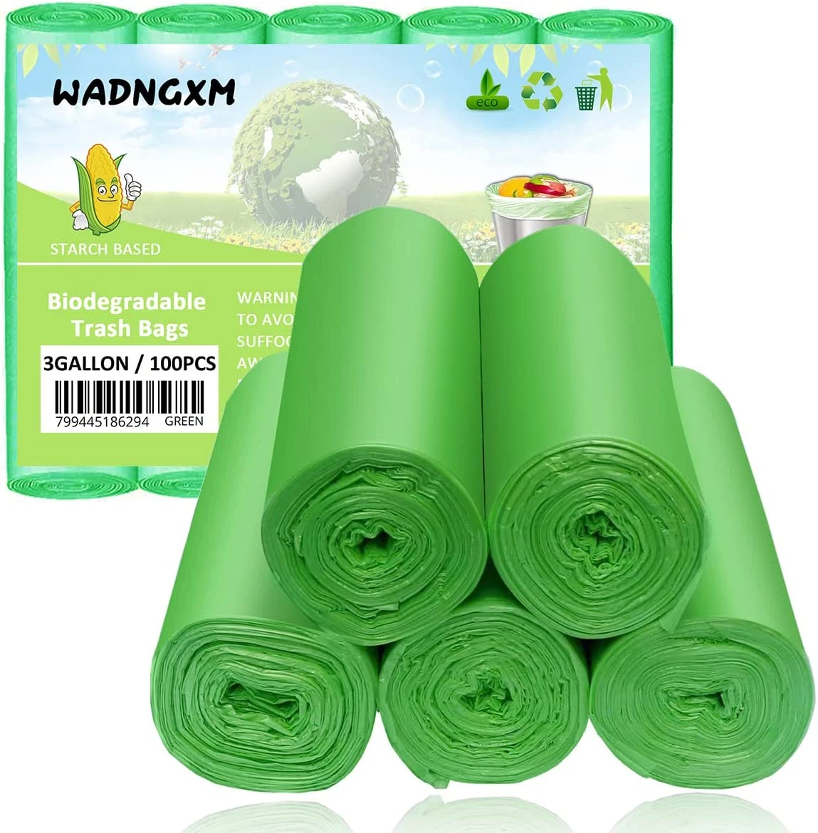 Compostable Trash Bags, 3 Gallon Biodegradable Small Garbage Bags