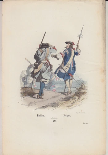 C1 history army engraving colors philippoteaux 1850 rifleman sergeant 1675