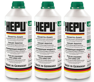 3x GRÜN 1,5L HEPU Kühlerfrostschutz Kühlmittel-Zusatz Frostschutz Wasserkühler