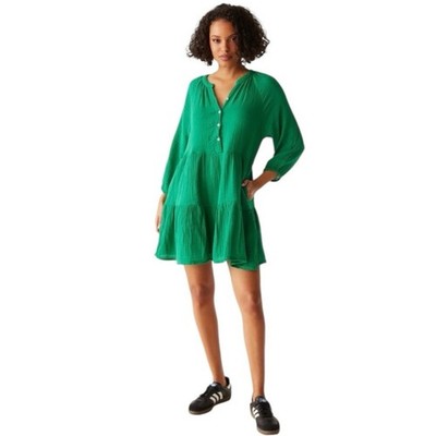 Michael Stars Sona Dress Kelly Green NWTs Gauzy Long Sleeve size XS Double Cloth