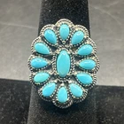 VTG Signed “AW” Zuni Sterling Silver Petite Point Turquoise Ring Sz 7