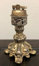 Vtg Mid Century Rococo Style Footed Metal Table Lighter/Ornate Hollywood Regency