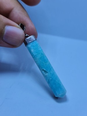 Natural Stone Blue Aragonite Pendant 925 Sterling Silver Gemstone Pendant