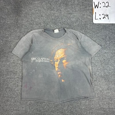 Hanes Eric Clapton Journeyman Band Tee XL Faded Grey 90s Vintage Cotton