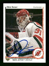 1990-91 Upper Deck Hockey 183 Chris Terreri signed auto autograph  JKAU1 BXCP25