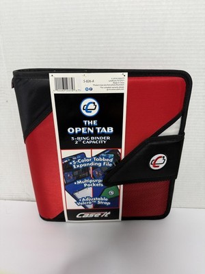 Case it Open Tab Red 3 Ring Binder 2 Inch Expanding File Organizer School