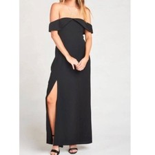 SHOW ME YOUR MUMU Black Upton Off The Shoulder Black Maxi Dress size medium