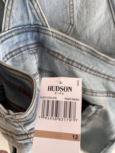 NWT Hudson Kids Shortalls Girls Blue Denim Overalls Size 12 Jeans Stretch Jumper - Picture 6 of 10