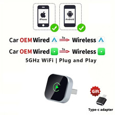 Wireless Carplay Dongle Wireless Android Auto Adapter 2In1 Car Intelligent Syste