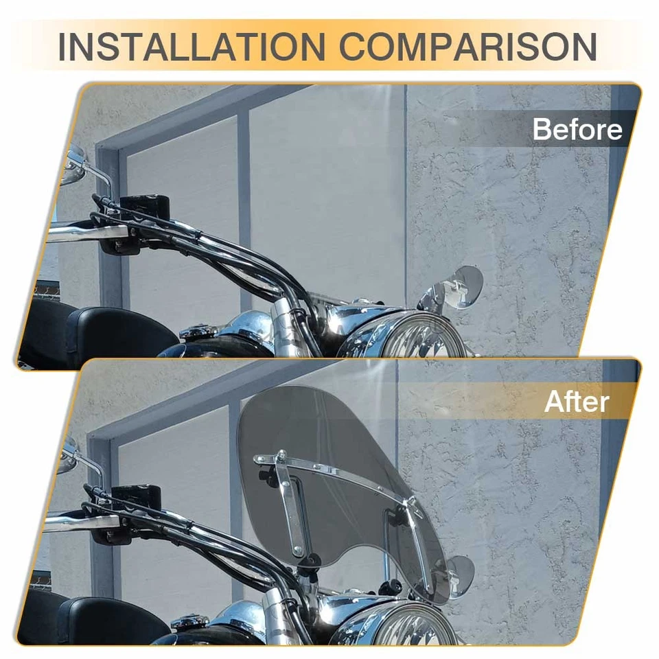 Pantalla de parabrisas ajustable de 17" + soporte para manillar Harley Honda Yamaha 7/8-1" Foto 4 de 4