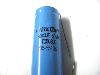 NEW MALLORY TC50300 AXIAL CAPACITOR 3000MFD 50VDC Q0429