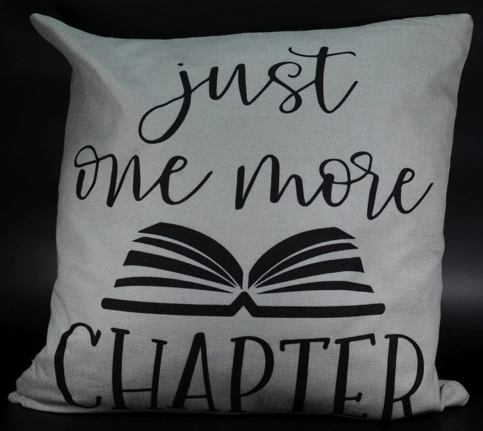 Book Lover's Spot Pillow 17" Square with Book Pocket, Zipper Burlap Tan - Image 2 of 2