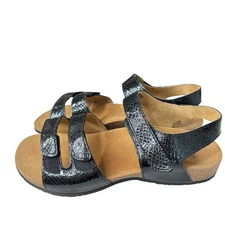 Vionic Valencia Orthaheel Womens Comfort Sandals Size 9 EU 40 Black Croc Emboss