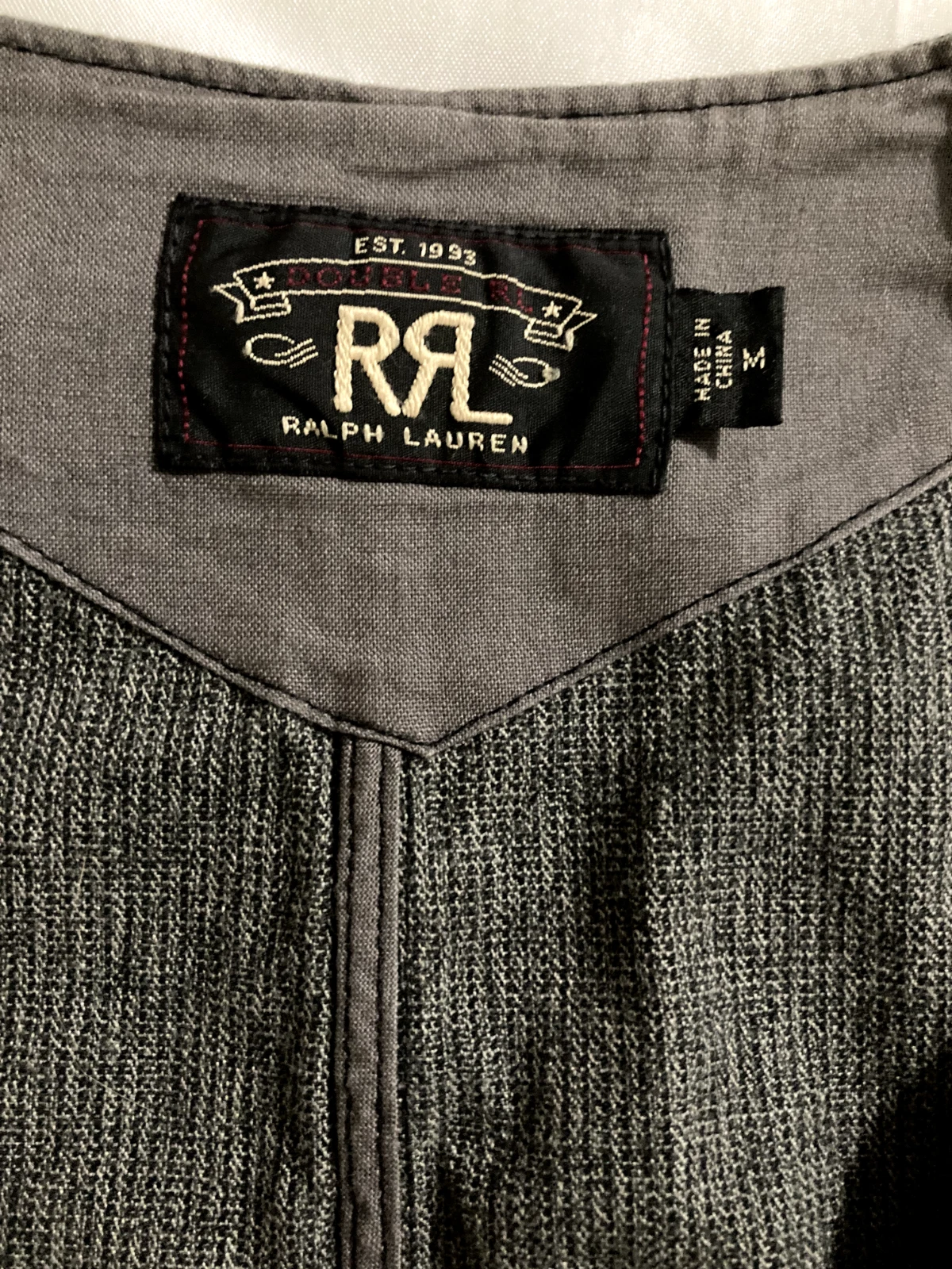 RRL Double RL Ralph Lauren Men's Gray Textured Cotton Vest Size M image 5