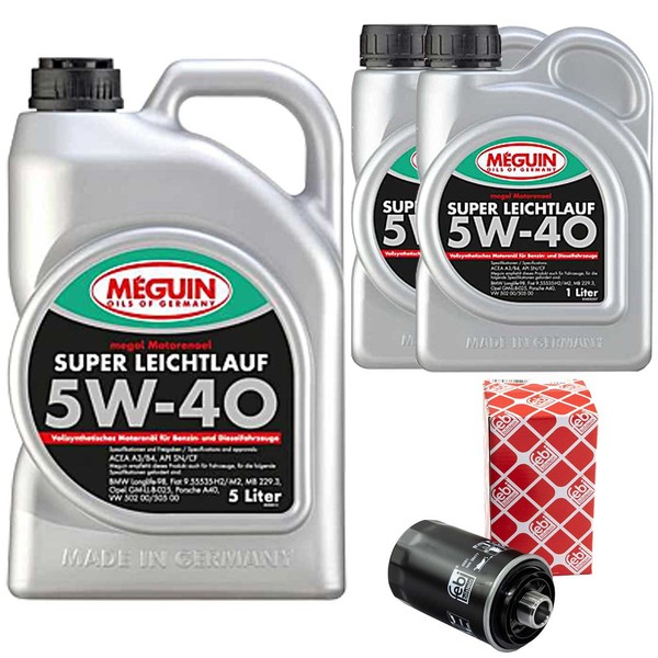 MotoröL Set 5W-40 Vollsynth Meguin 7 Liter + ÖLfilter FüR VW Amarok 2.0 TSI-image