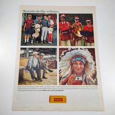 Vintage 1960s Kodak Film Advertisement Magazine Print Ad Cowboys Indians