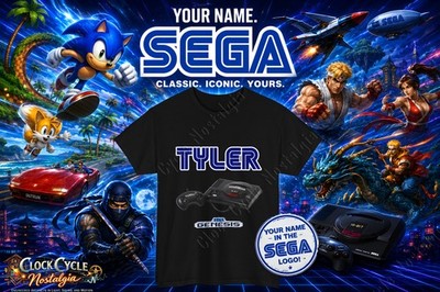Personalized Sega Genesis Font Retro Gaming Shirt - 90s Console Custom Name Tee